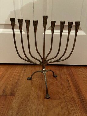 Pottery Barn Silver Metal Menorah L 9.5 in x H 11 in x W 6.25 in